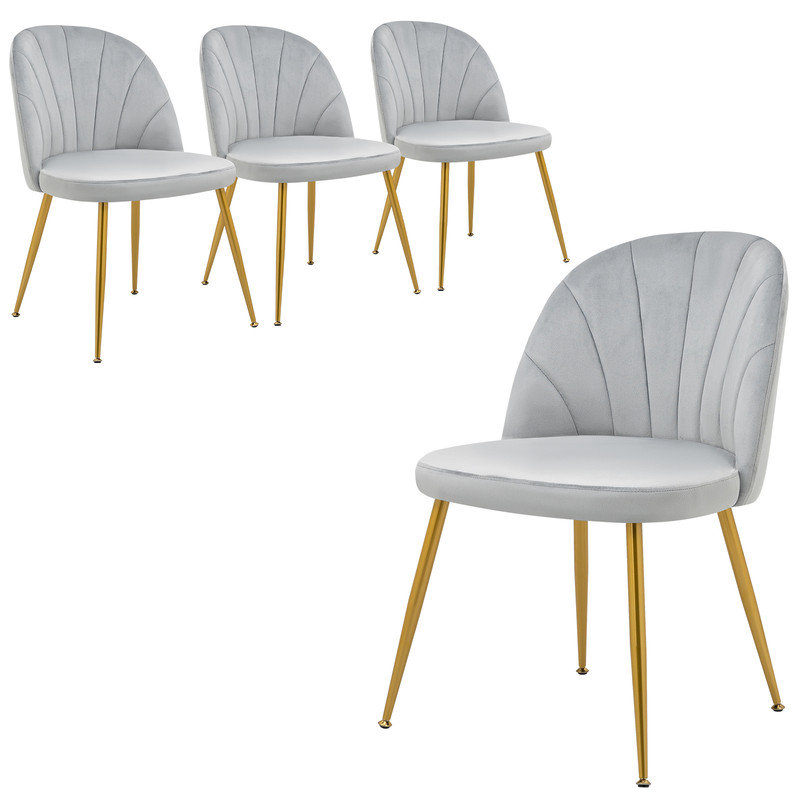 Velvet Upholstered Stacking Side Chair, Gray