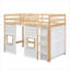 Lit mezzanine en bois avec garde-robe de rangement intégré et 2 fenêtres-257532707