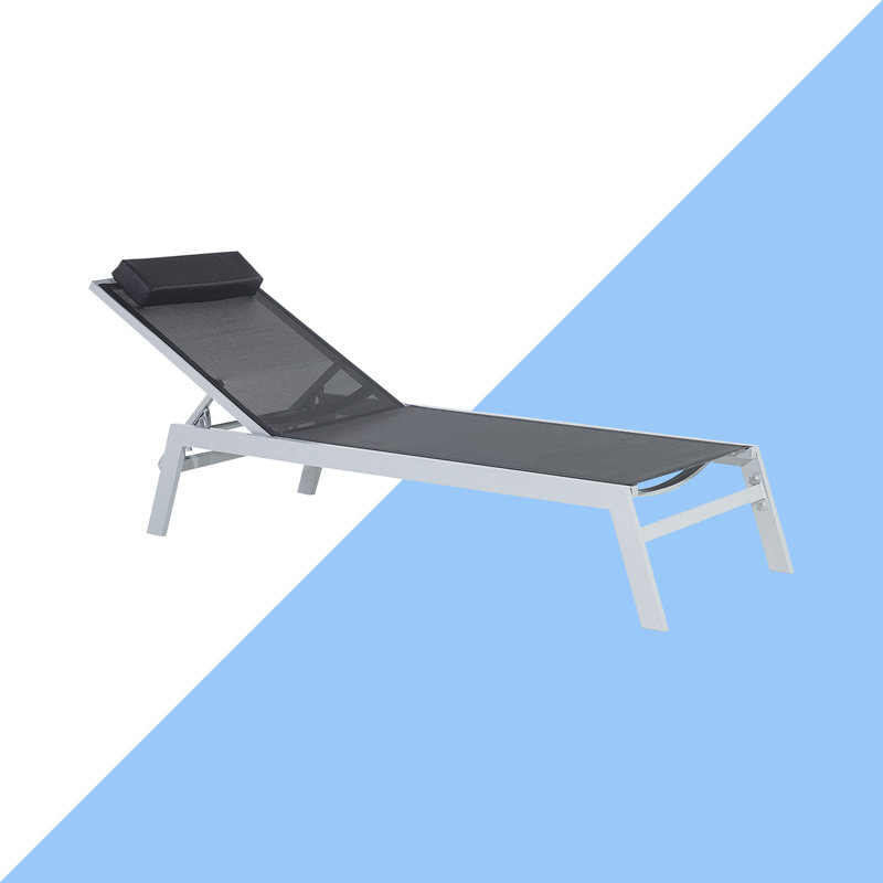Catania 50cm Long Reclining Single Chaise with Cushions, Black