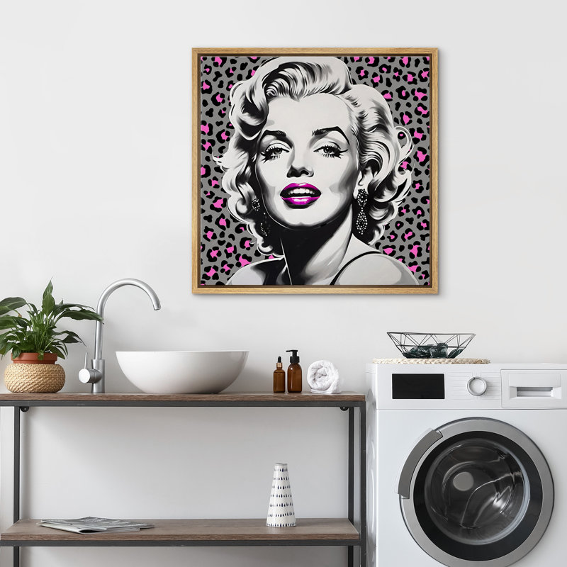 «Elegance Grey Fashion», portrait féminin, impression sur toile encadrée, Encadré naturel, H 16 po x l 16 po