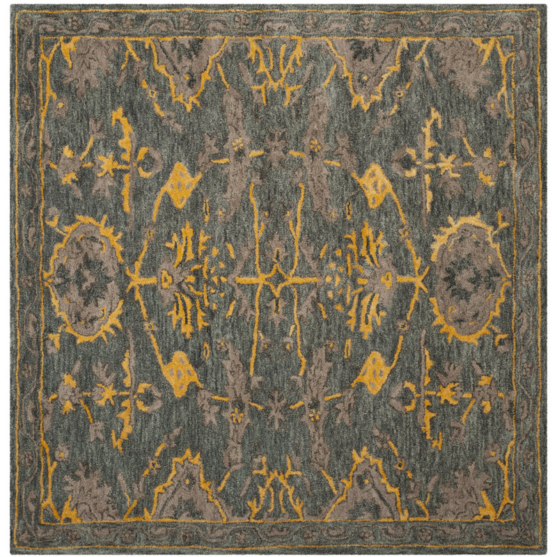 Rudra Hand Tufted Wool Oriental Rug, Square 5'