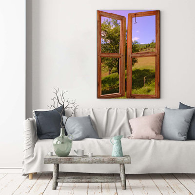 Landscape Outside The Window - Wrapped Canvas Print