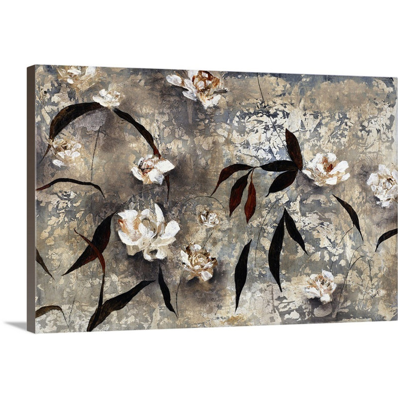 « white camellia », peinture sur toile, Toile tendue, H 12 po x l 18 po x p 1,25 po