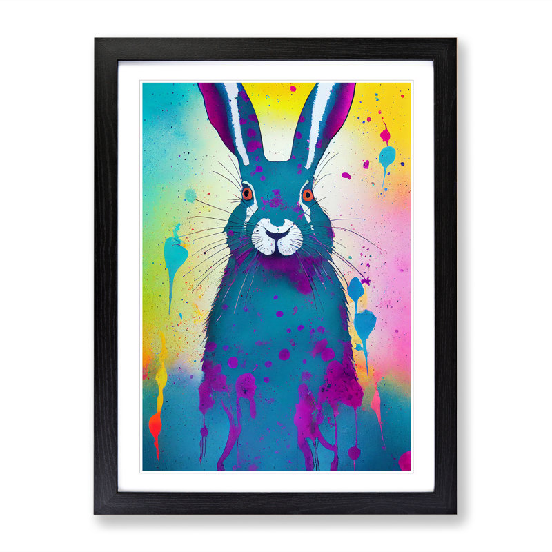 Hare No.3 Abstract - Single Picture Frame Painting, 64cm H x 46cm W x 2cm D, Black