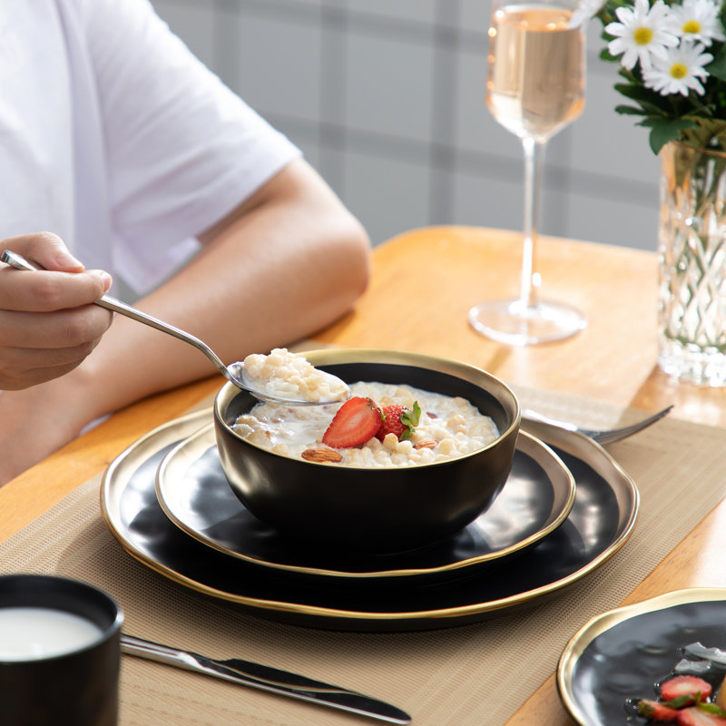 Piece Dinnerware Set - Service for 8, Black