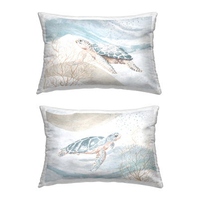 Swimming Turtles Oasis Decorative Printed Throw Pillow Design by Patricia Pinto (Set of 2)