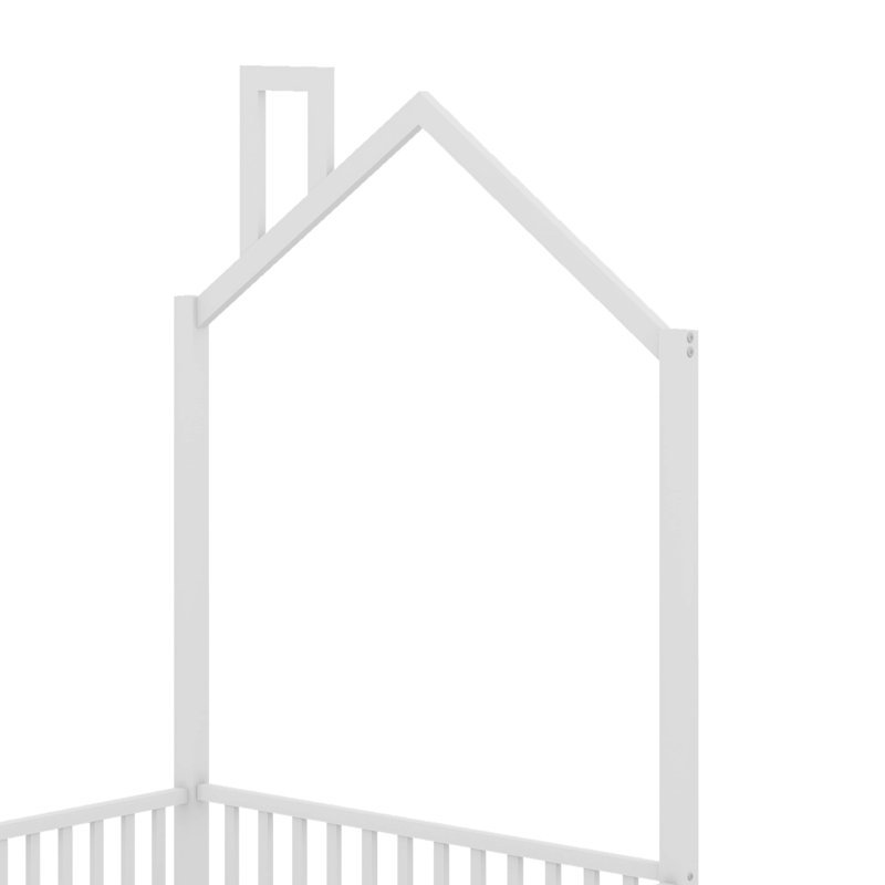 Lit plateforme en métal avec garde-corps, Simple, Blanc