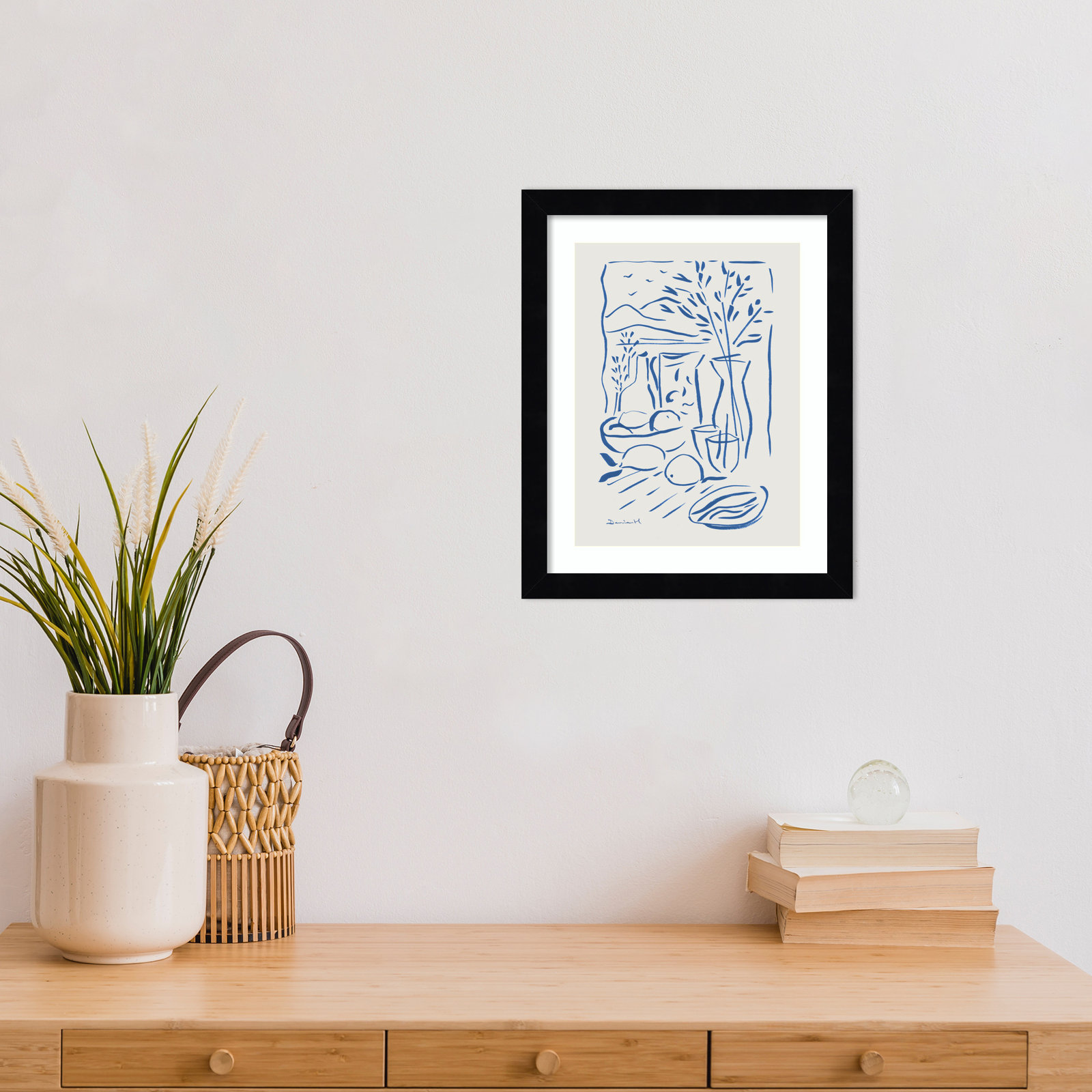 Cleve "Mediterranean View" Print, Black Framed, 13" H x 11" W