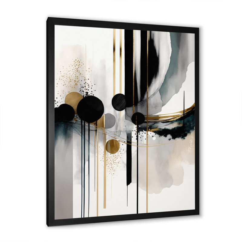 «Abstract Transitional Shapes V - Abstract Shapes», reproduction sur toile encadrée, Impression noire sur toile encadrée
