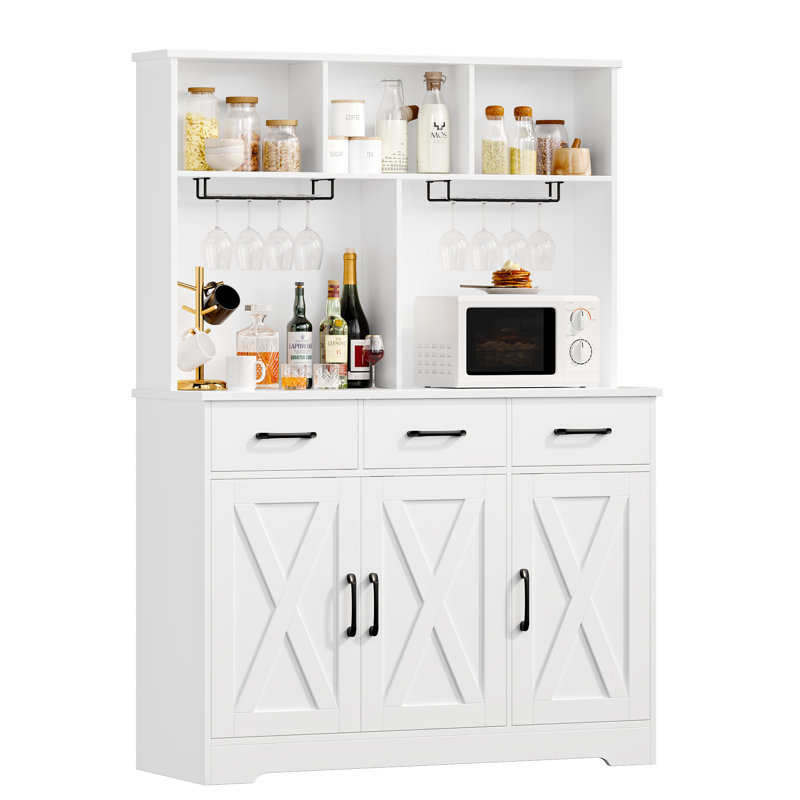 60'' Kitchen Pantry with 3 Drawers, White