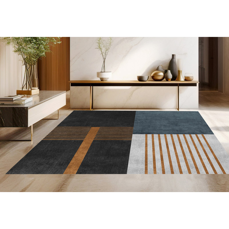 Drumawillin Vinyl Machine Printed Area Rug, Rectangle 3'3.4" x 4'11.1"