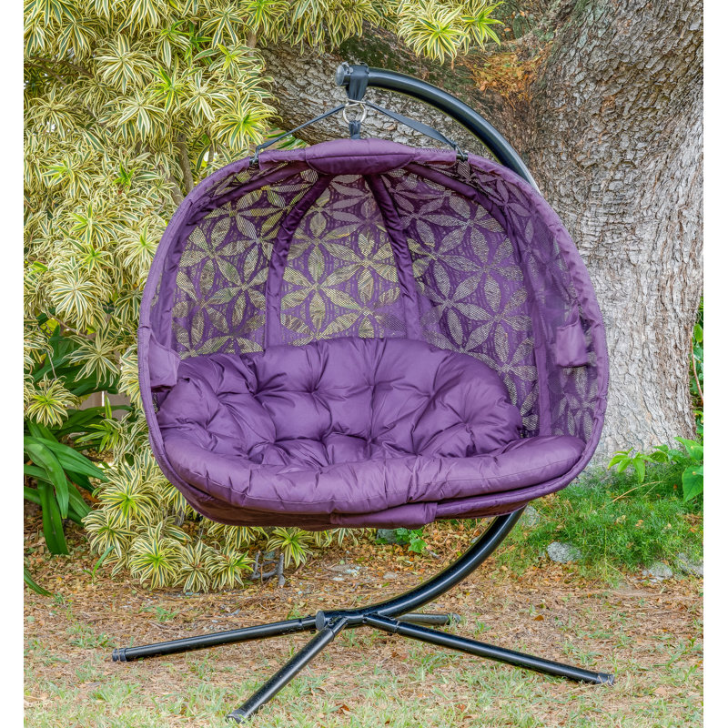Balancelle double avec support Abdool, Mauve