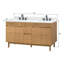 Aaston 61 In. Double Sink Bathroom Vanity In Natural Teak With White Engineered Stone Top-121164122