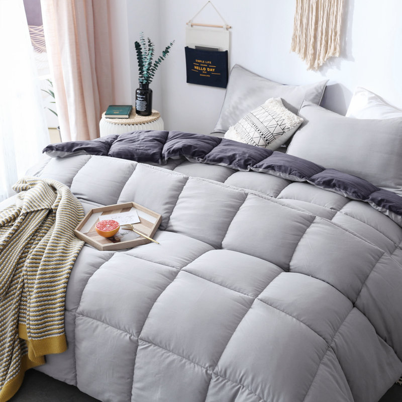 King Size Quartz Silver and Pebble Grey Reversible Microfiber Duvet