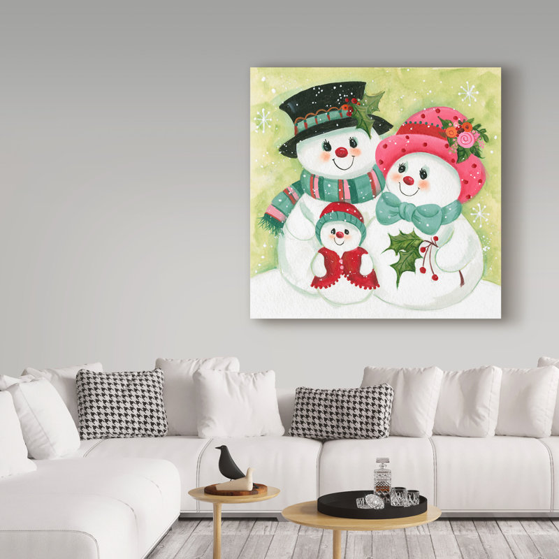 « snow family 1 », art sur toile, H 14 po x l 14 po x P 2 po