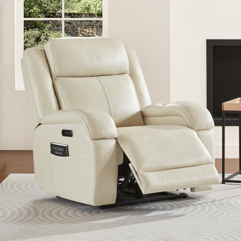 Fauteuil inclinable électrique 37 po avec deux moteurs et chargement USB, Polyester crème