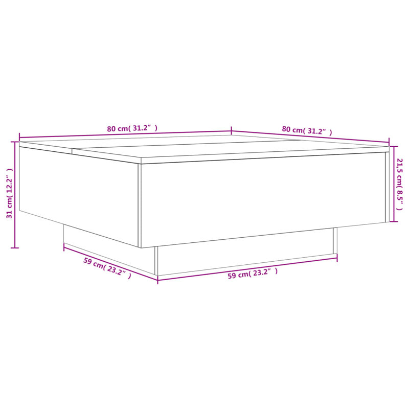 Bronda Four Leg Coffee Table, White, 31cm H x 80cm W x 80cm D