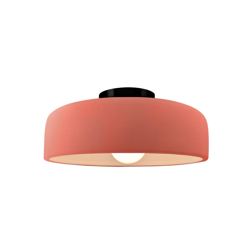 Radiance Ceramic Semi Flush Mount - Replaceable Bulb, Gloss Blush, Matte Black, 6" H x 10" W x 10" D