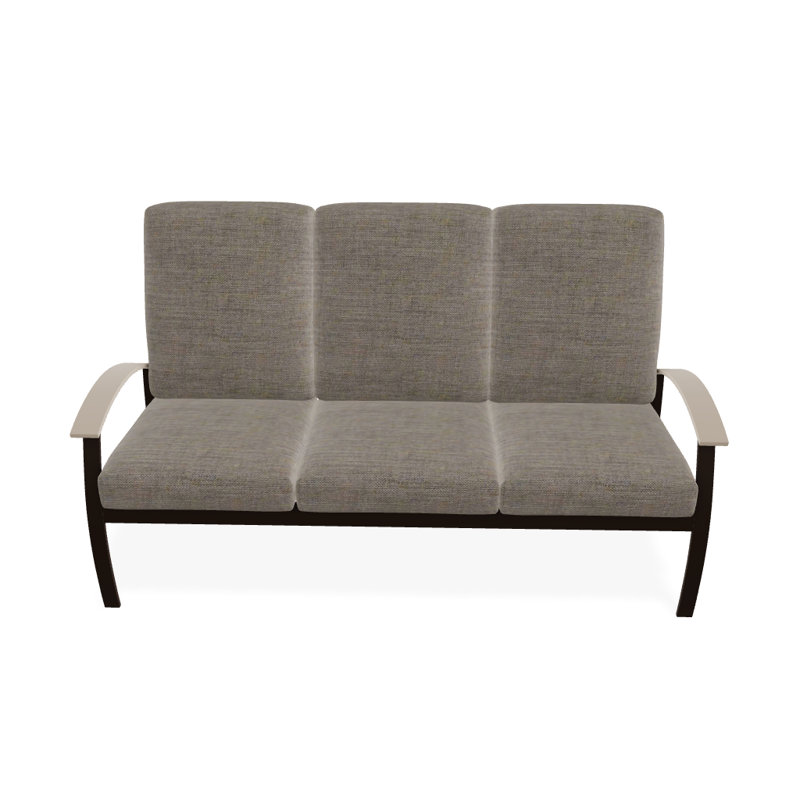 Askar 71.5'' Wide Powder Coated Aluminum Patio Sofa with Cushions, Textured Kona, Cast Ash Sunbrella® Plainweave