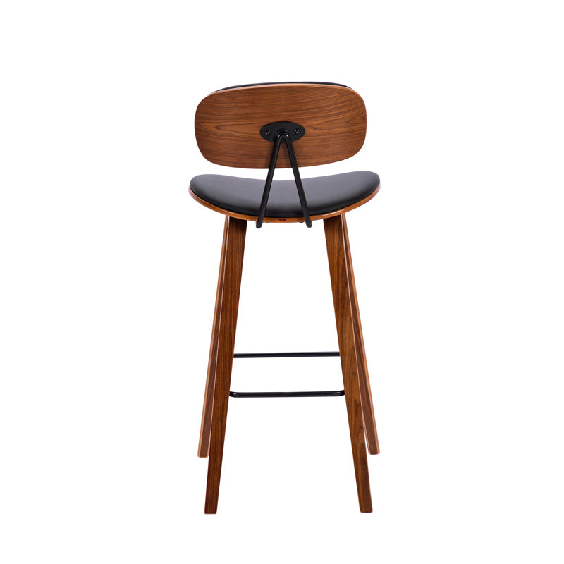 Upholstered Counter Stool with Solid Wood Frame, Black