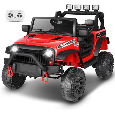 Alex 24V Electric Ride on Jeeps for Kids, Ride On Car Truck with Remote Control, Battery Power Car Wheels for Kids w/LED Lights, Bluetooth, Music, 3 Speeds, 24 Volt Ride on Toys for Boys and Girls