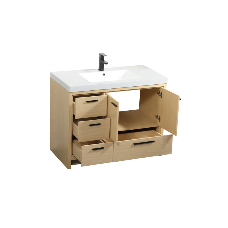 Southmead 42'' Single Bathroom Vanity with Resin Top, Maple