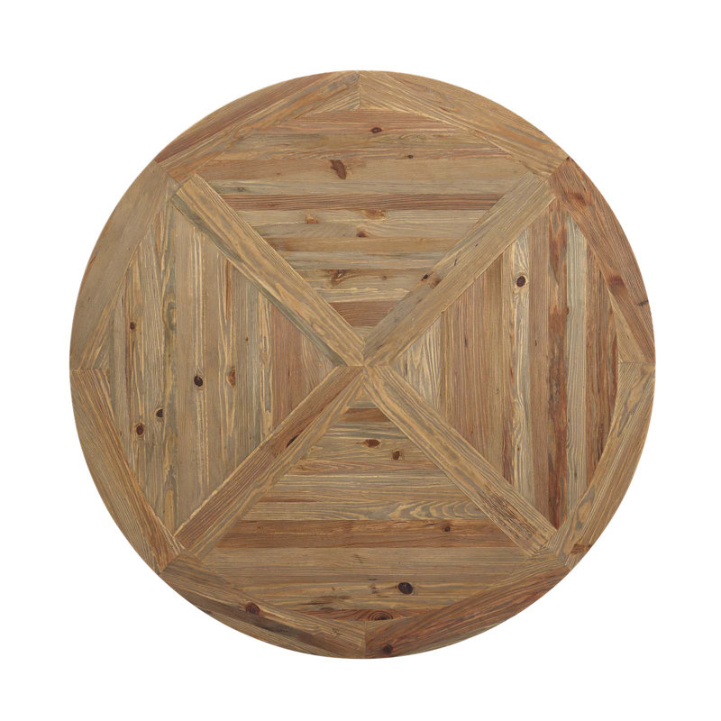 59" Round Reclaimed Pine Wood Dining Table with Pedestal Base