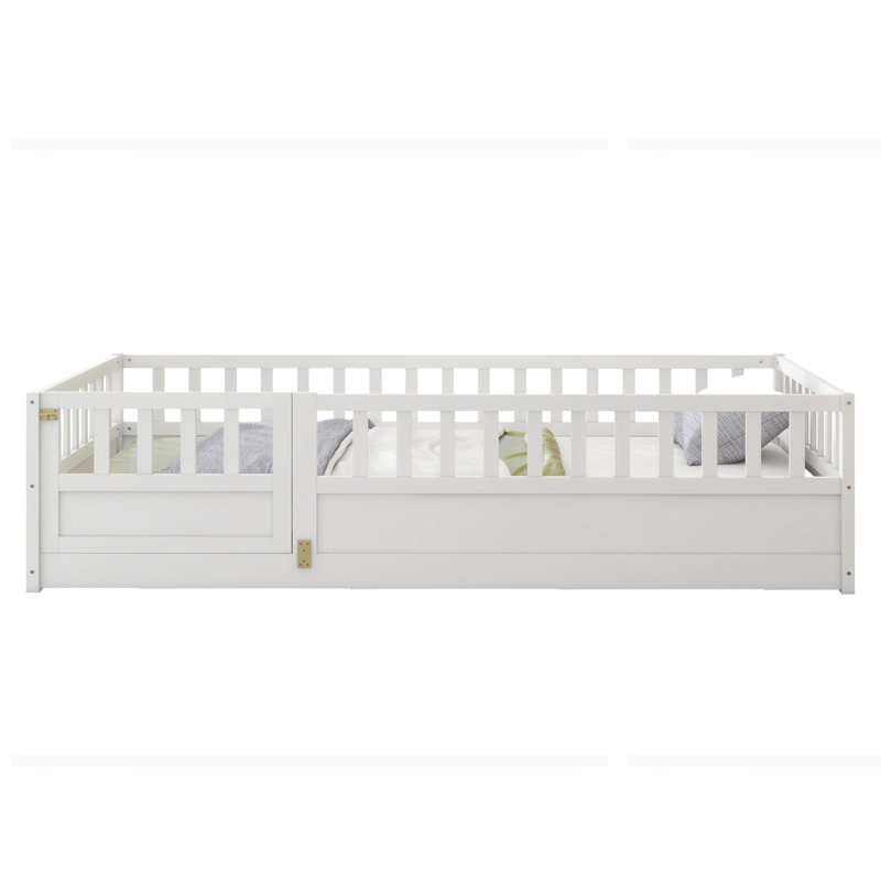 Lit au sol avec barrière de sécurité ultra haute, Simple, Blanc