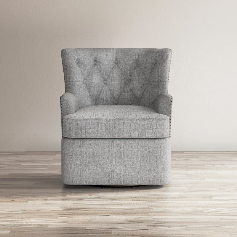 Ines 30'' Wide Tufted Swivel Armchair, Gray 