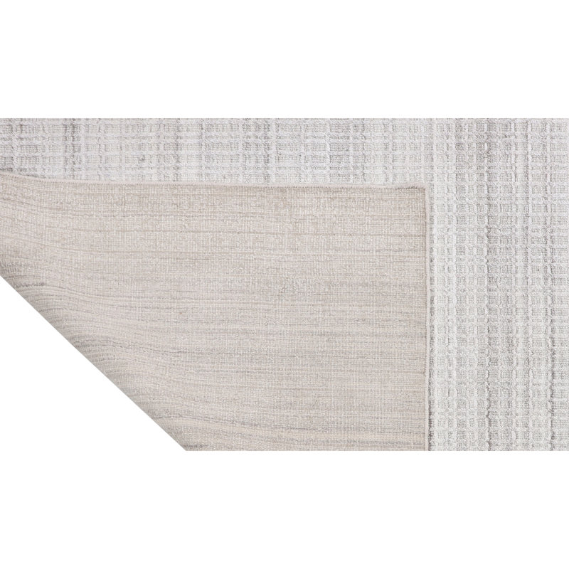 Tapis argenté tissé à la main, Rectangle 2 pi 6 po x 5 pi
