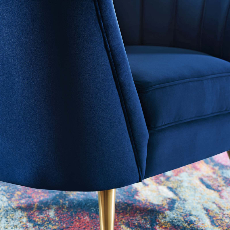 Fauteuil en velours argenté Orchid Blandick, Bleu marine