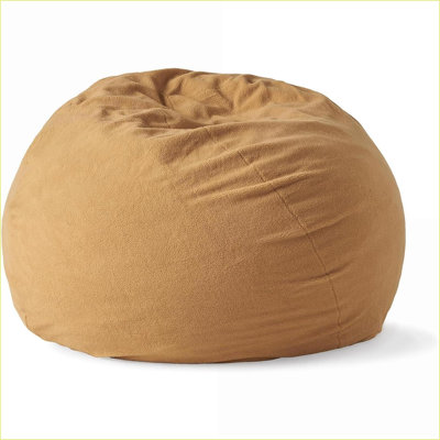 Fauteuil à billes de 5 pieds pour enfants Adultes - Mousse haute densité, housse en microsuède amovible | Jaune | Rond