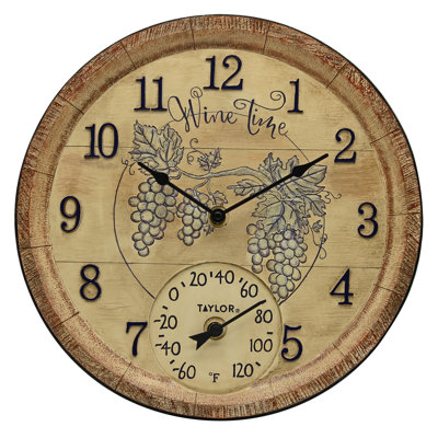 Clock Wine Time with Thermometer
