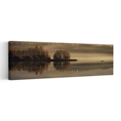 «Misty Lake Morning Peaceful Serene Tranquil Autumn Forest», art mural