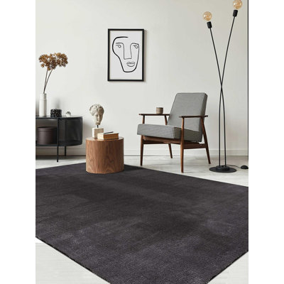 The Carpet Relax - kuscheliger Kurzflor Teppich, Felloptik, Super Soft, Anti-Rutsch-Unterseite, Waschbar bis 30 Grad, Anthrazit