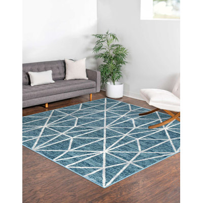 Tapis géométrique bleu / gris Jantsen