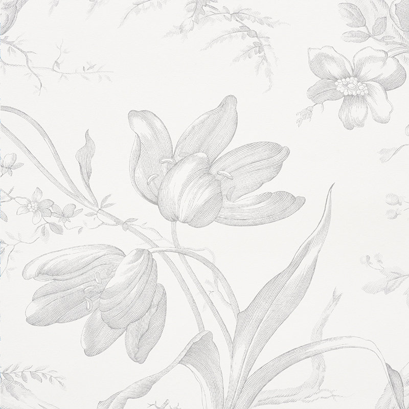 Papier peint Toile De Fleurs, Grisaille