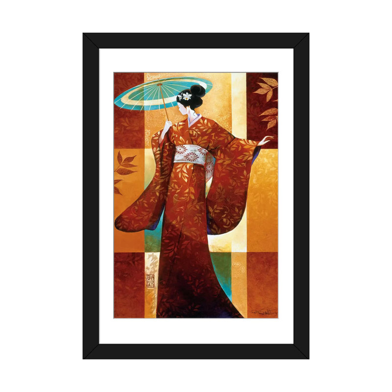 «Misaki», impression sur toile, H 24 po x l 16 po x P 1 po, Papier d'art encadré noir, Blanc