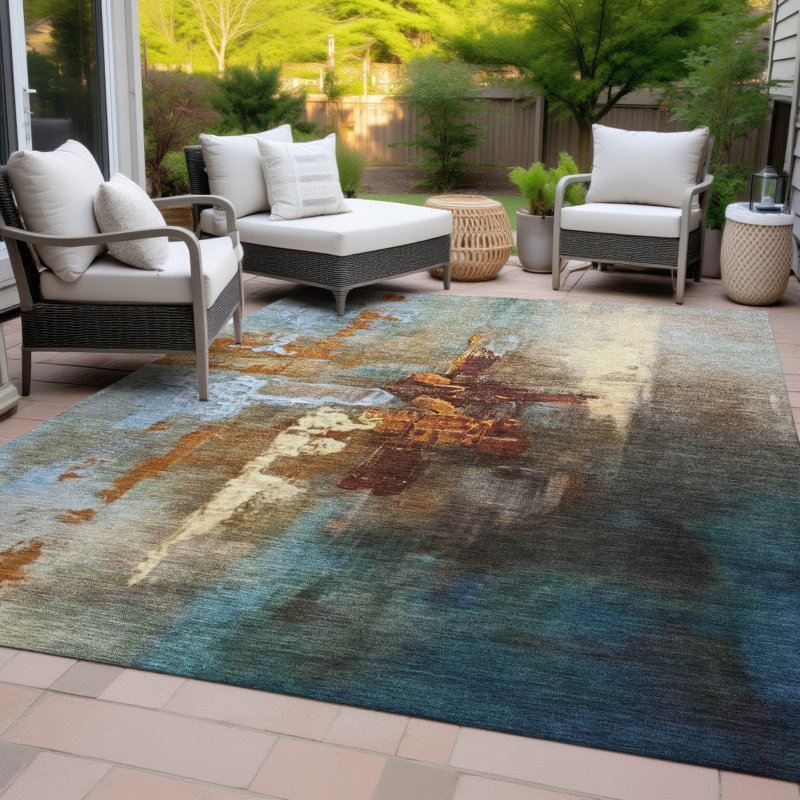 Machine Washable Indoor/Outdoor Cadence ACN2157 Abstract Rug, Rectangle 2 pi 6 po x 3 pi 10 po