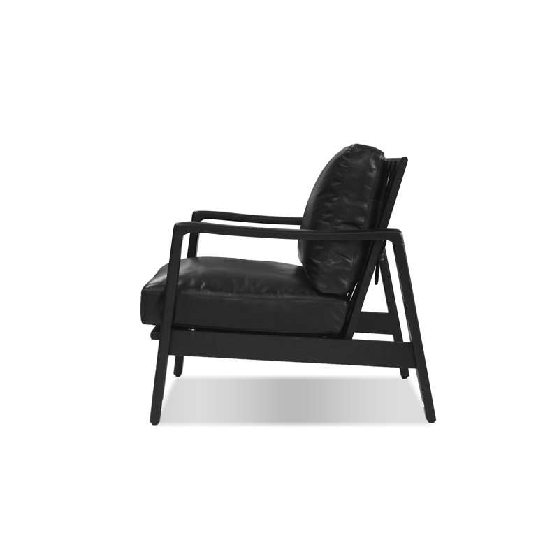 Chaise longue en cuir véritable de 68,58 cm de large Craftsman, Noir, Noir