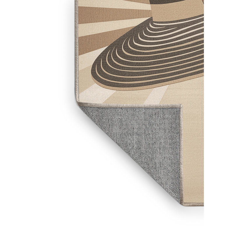 Tapis à rayures décontracté lavable à la machine de couleur grise beige, 7 x 9