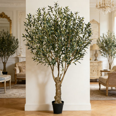7FT UV Resistant Faux Olive Tree With Strong Trunk, Potted Silk Plant For Indoor Outdoor Home Office Patio Decor