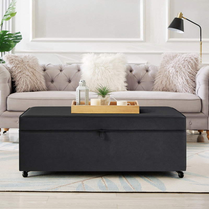 Grand repose-pieds de rangement avec roulettes Modern, Gris foncé