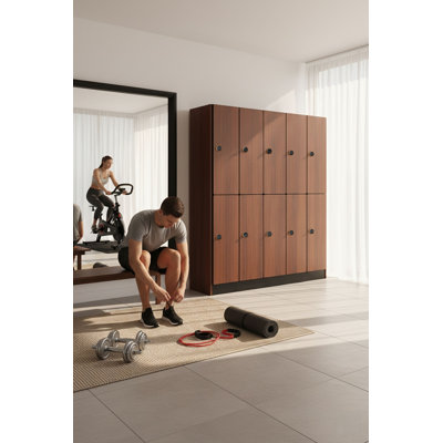Casier de rangement en bois à 2 colonnes et 2 compartiments avec serrure numérique