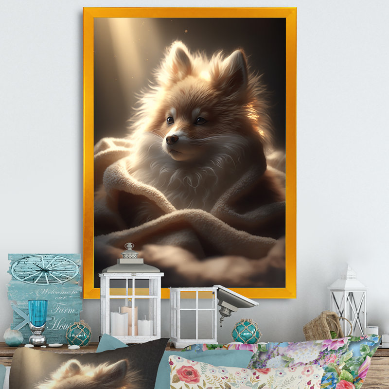«Moraima Cute Puppy In The Morning Sun III», reproduction sur toile, L 16 po x H 32 po, Impression dorée sur toile encadrée