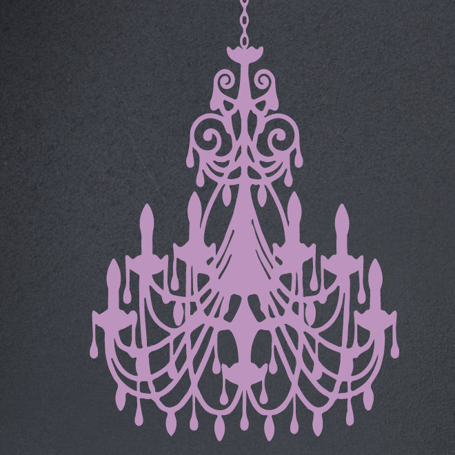 Décalcomanie murale lustre ornée, Lilas, H 48 po x l 31 po x P 0,01 po