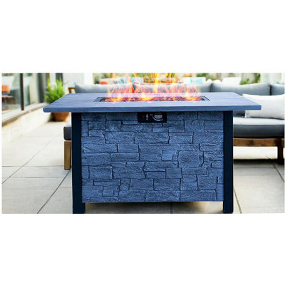Table de foyer d'extérieur au gaz propane pour l'extérieur - procédé de gravure haute température résistant à la corrosion de 50 000 BTU, matériaux écologiques avec effet de particules de carbone