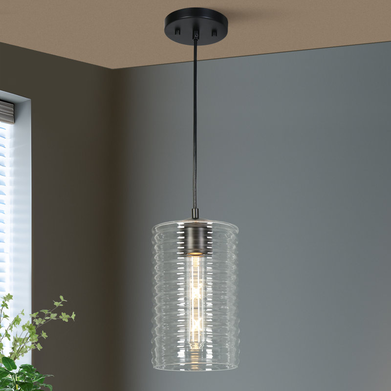 Luminaire suspendu 1 lumière noir mat (1 ensemble)