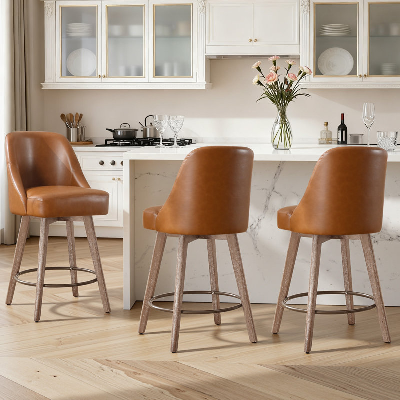 Tabouret de comptoir pivotant 26 po Kishmat, Brun