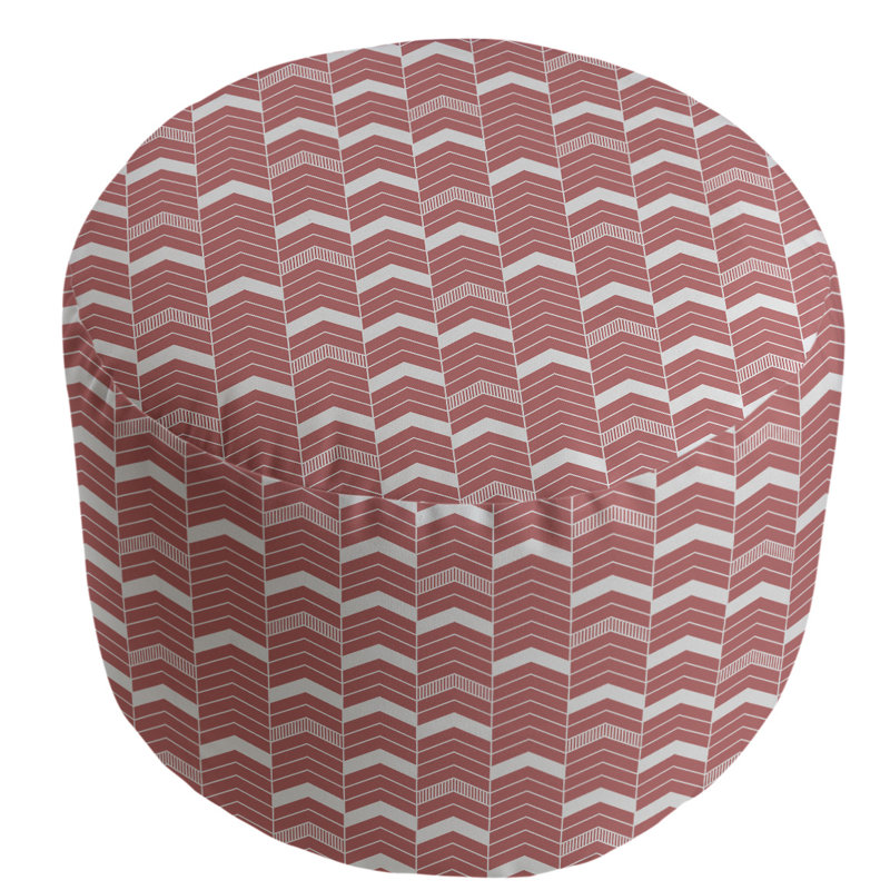 repose-pieds à chevrons en deux couleurs, Rouge pâle